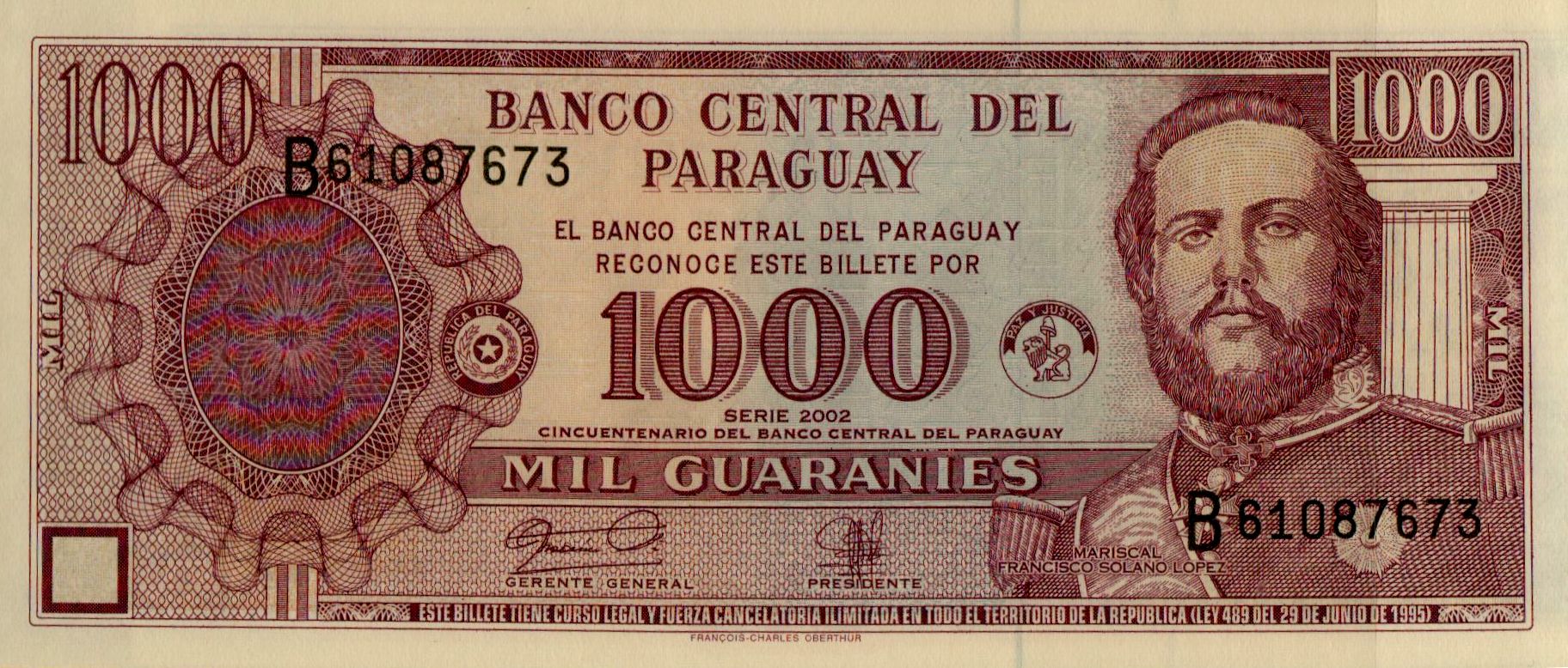 Paraguay 1000 2002 UNC P-221